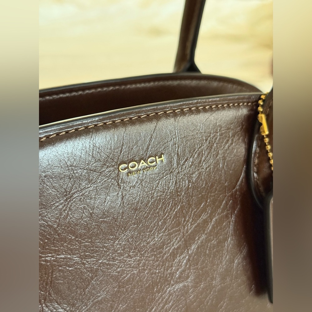 Coach Empire Carryall Bag 34 Glazed Leather Brass/Maple - Picture 3 of 16